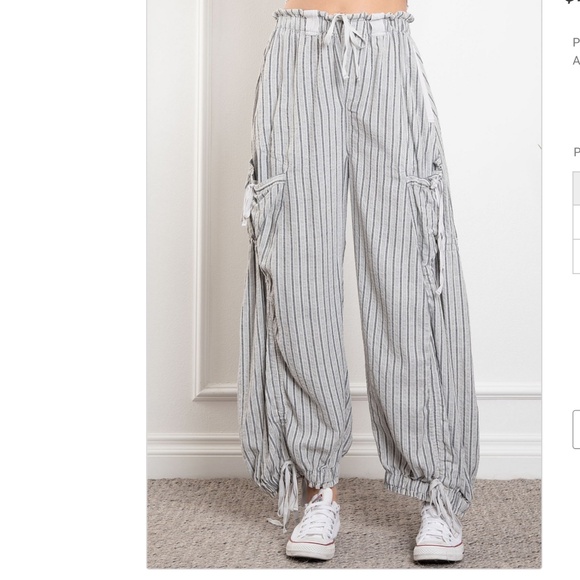 #116 Striped Gray Track Pants for Women - Picture 2 of 6